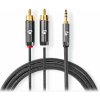 NEDIS PROFIGOLD stereo audio kabel/ 3,5 mm jack zástrčka - 2x RCA zástrčka/ bavlna/ šedý/ BOX/ 1m CATB22200GY10