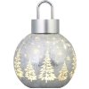 Guľa MagicHome Vianoce, sklo, strieborná, 10xLED teplá biela, 12x12x18 cm, 2xAA