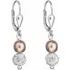 Strieborné náušnice visiace s krištáľmi Preciosa hnedé okrúhle 31244.3 Bronze