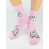 Dievčenské ABS ponožky Mačičky - 31-34 / bledoružová
