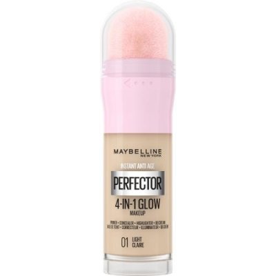 Maybelline Instant Age Rewind Perfector 4-In-1 rozjasňujúci tekutý make-up s hubkou 01 Light Glow 20 ml