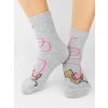 Dievčenské ABS ponožky Mačičky - 23-26 / bledošedý melír