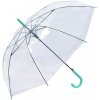 Clayre & Eef priehľadný dáždnik so zeleným držadlom