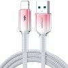 JOYROOM S-A42 Crystal Clear Series opletený rýchlonabíjací a dátový kábel Lightning / USB-A pre iPhone / iPad / iPod / AirPods - 1,2 m - biely - možnosť vrátiť tovar ZADARMO do 30tich dní
