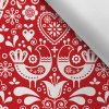 Takoy Látka s potlačou nepremokavý polyester TD / NS vtáčiky biele na červenom-NS-6107
