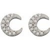 Strieborné náušnice, mesiac CZ E5986C