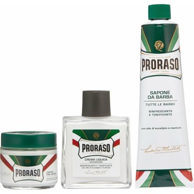 Proraso Eucalyptus šampon na vousy 200 ml + balzám na vousy 100 ml + olej na vousy 30 ml + plechová dóza darčeková sada