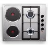 Klarstein MultiChef 4 Hot Plate, elektrická a plynová varná doska, 4 varné zóny, 2 horáky, 2 elektrické platne (CP11-M.C4-HotPlat-SS)