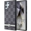 DKNY PU Leather Checkered Pattern and Stripe Zadní Kryt pro Samsung Galaxy S24 Ultra Black DKHCS24LPCPTSSK