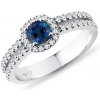Luxusný diamantový prsteň z bieleho zlata so zafírom KLENOTA K0804052