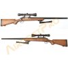 Well Airsoft sniper MB03D + puškohľad a dvojnožka, imitácia dreva - SERVISOVANÁ
