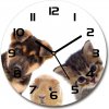 Sklenené hodiny okrúhle Domáce zvieratá fi 30 cm