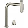 Hansgrohe M71 - Drezová batéria Metris Select s výsuvnou spŕškou, 2-otvorová inštalácia, vzhľad nere - 73819800