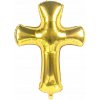BALÓN FÓLIOVÝ KRÍŽ ZLATÝ METALICKÝ 78 CM SVÄTÉ PRIJÍMANIE IHS KRST SVADBA