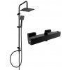 Mexen Tord, sprchová súprava s termostatickou batériou Cube s horným uchytením, čierna matná, 77250200-70