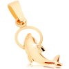 Šperky eshop - Lesklý prívesok zo žltého 9K zlata - delfín preskakujúci cez obruč GG44.06