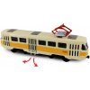 Kovová česká retro tramvaj žlutá 16 cm - otváracie dvere