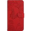 Peňaženkové puzdro Embossing Pattern Motýľ a ruže červené – Motorola Moto G34 5G