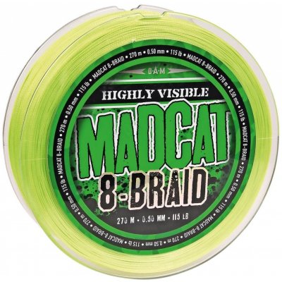 MADCAT pletená šnúra 8-braid hi vis yellow 270 m 0.40 mm 40.8 kg 90 lbs