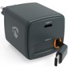 | Nedis WCHARC65WBK - Nabíjačka so zatahovacím káblom Power Delivery 65W 2x USB-C čierna | WCHARC65WBK