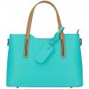 Made In Italy kožená kabelka do ruky 1364 tyrkysová+koňak