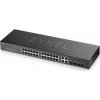 Zyxel GS1920-24V2 28-portový gigabitový WebManaged Switch, 24x gigabitový RJ45, 4x gigabitový RJ45/SFP, bez ventilátora