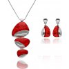 Yvon Červeno-strieborný set náhrdelníka a náušníc zo živice - vášeň a elegancia