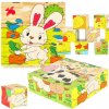 Vzdelávacie drevené bloky Farma puzzle 9 ks