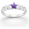 Strieborný prsteň Star FIALOVÝ 57