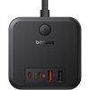 Baseus PRKK3X2USBBASBK 3x zásuvka + 2x USB + 2x USB-C 30W 1,5m černý