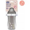 Chicco Netečúci hrnček / Hrnček s cumlíkom a slamkou, nekvapkajúci, 266ml, sivý, 14m+