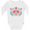 folklór - dva červené vtáčiky - Body dojčenské s dlhým rukávom - Dlhý r. do 3 mes ( Biela )