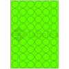 Labelea Samolepiace etikety kruh 30x30 mm signálne farebné papierové, na hárku A4, pre laserovú tlač, Farba etikiet Signálna zelená, Počet hárkov v balení 100 EPY999030SG054S