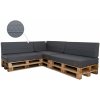 Golden Garden Paletové sedenie GG16 - Podsedáky a Vankúše 3ks × 120/80/15 + 3ks x 120cm/40cm/20/10cm – ekokoža sivá