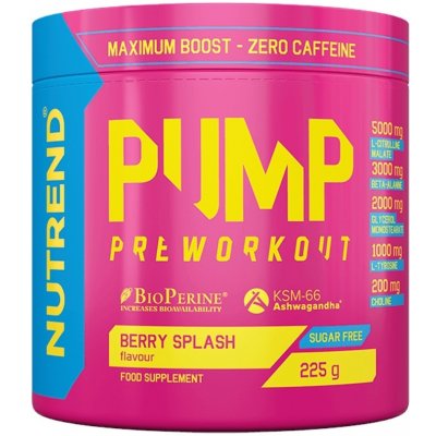 Pre-workout zmes Nutrend Pump 225g bez kofeínu tropical blend