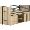 Vyvýšená detská posteľ s úložným priestorom s roštom v prírodnej farbe 90x200 cm Sam – Vipack
