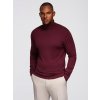 Ombre Men's single color knitted turtleneck with viscose - maroon tmavočervená XXL Ombre 5902228919483
