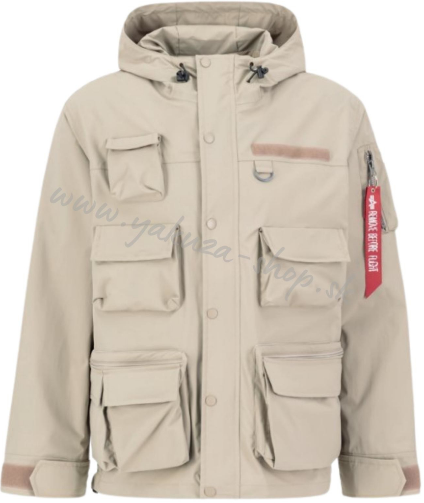 Alpha Industries prechodná bunda HOODED CARGO jacket vintage sand béžová