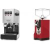 Gaggia New Classic E24, stainless steel + Eureka Mignon Specialita, CR ferrari red
