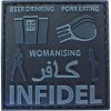 WARAGOD Nášivka Infidel Beer Drinking, čierna