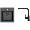 Alveus SET A23215 BLACK 91 SETA23215 - BLACK EDITION, Drez Granitový ATROX 20 -470x500mm, vanička 390x340x195mm + batéria ZEOS-P black