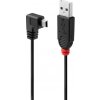 Kábel USB 2.0 A-MINI-B 5pin M/M 1m, High Speed, čierny, uhľový 90° doprava