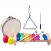 Woody Muzikálny set xylofón tamburína bubienok triangel 2 maracas vajíčka