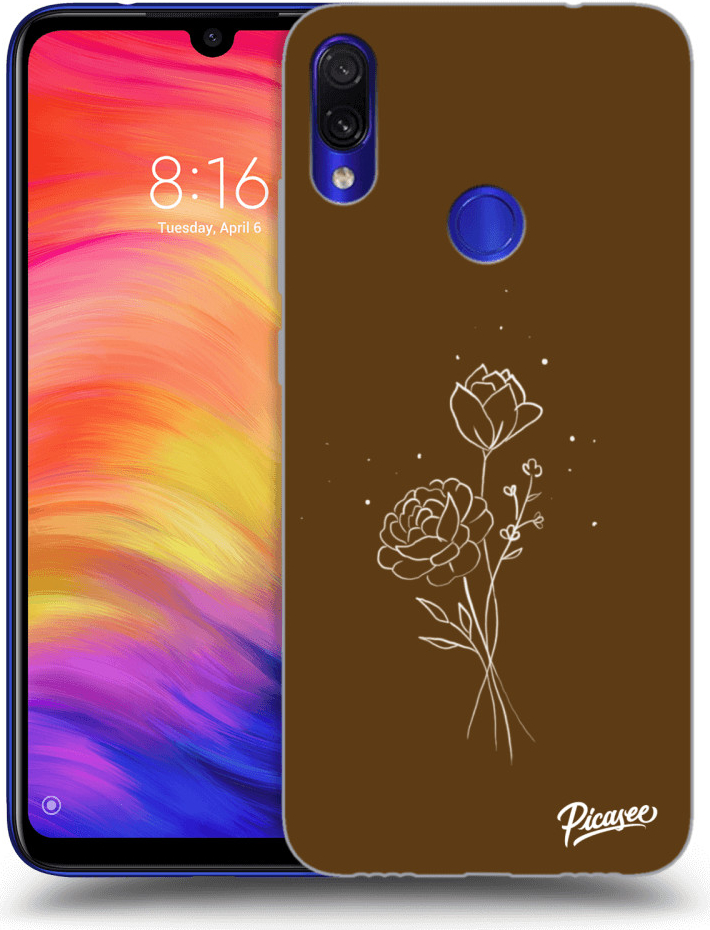 Púzdro Picasee silikónové Xiaomi Redmi Note 7 - Brown flowers čiré