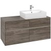 VILLEROY & BOCH Collaro závesná skrinka pod umývadlo na dosku (umývadlo vpravo), 4 zásuvky, s LED osvetlením, 1200 x 500 x 548 mm, Stone Oak, C130B0RK