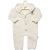Baby Nellys Pletený overálok s kapucňou a gombíkmi Hand Made ecru