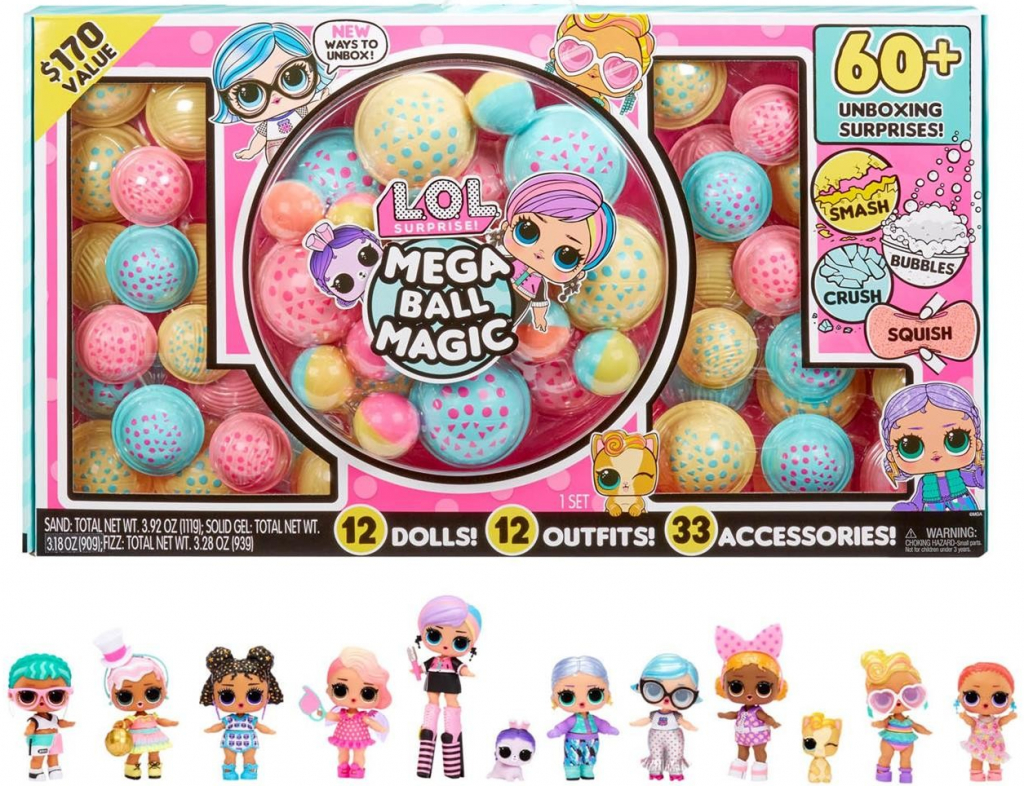 MGA LOL Surprise Mega Ball Magic Set s 12 bábikami 60 doplnkov 119951