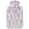 Hugo Frosch Termofor Classic s obalom z umelej kožušiny fialovo-strieborný s podšívkou