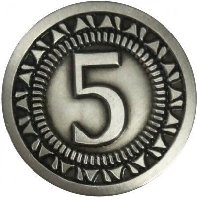 TLAMA games Univerzální mince pro deskové a RPG hry hodnoty "5"