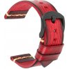 Červený retro ručně šitý kožený řemínek + Stěžejky Šířka: 22 mm, Barva spony: Černá